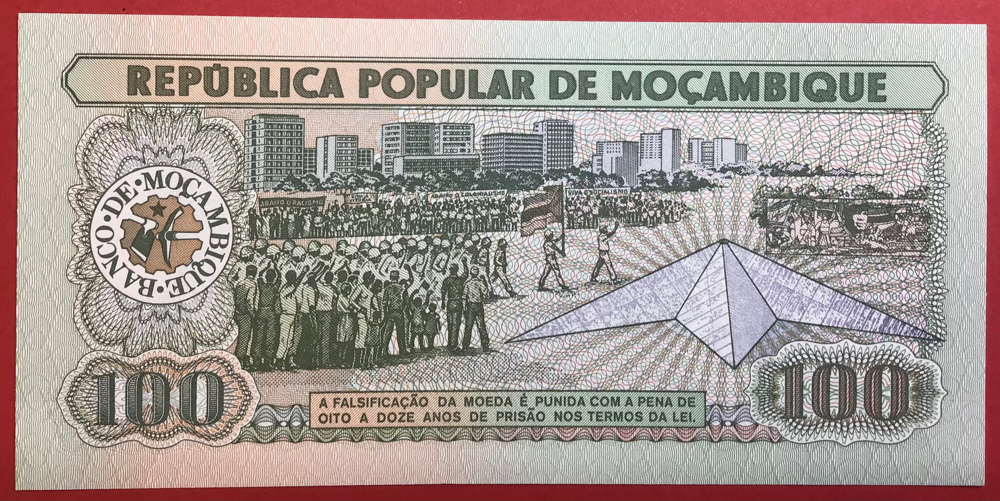 Mozambique - 100 Meticais 16.6.1989 P#130c Kvalitet 0