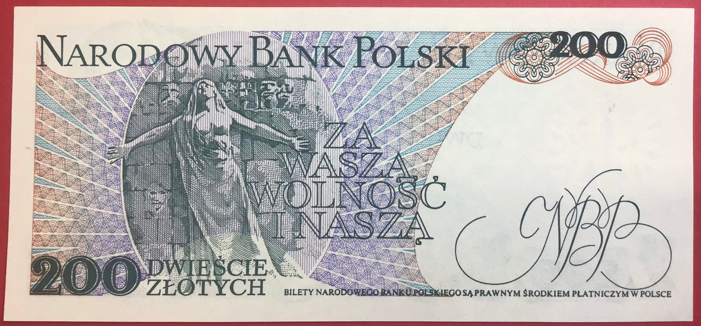 Poland - 200 Zlotych 1.6.1986 P#144c Kvalitet 0
