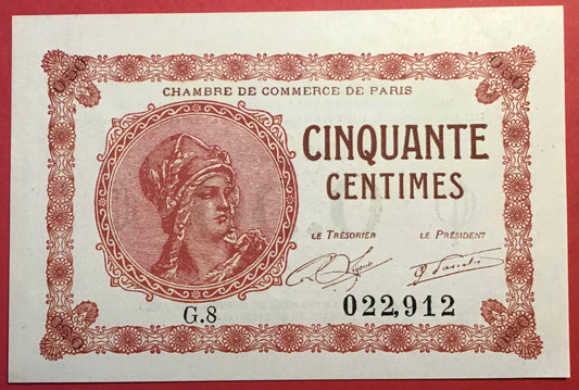 France - 0.50 Centimes 1922 *Chambre De Commerce De Paris* 01/0
