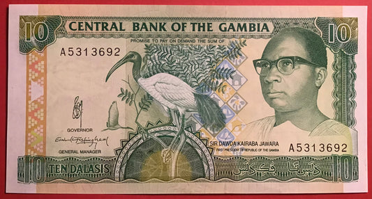 Gambia - 10 Dalasis (1991-95) P#13a Kvalitet 0