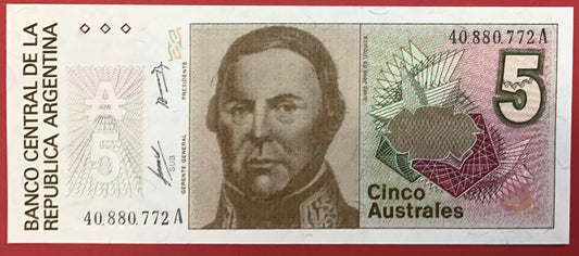 Argentina - 5 Australes (1985-89) P#324a Kvalitet 0