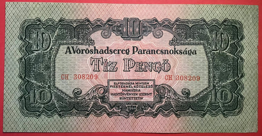 Hungary - 10 Pengö 1944 *Russian Army Occupation* P#M5 Kvalitet 1+