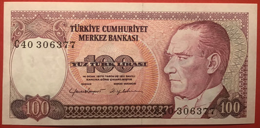 Turkey - 100 Lira (1984) P#194a Kvalitet 0