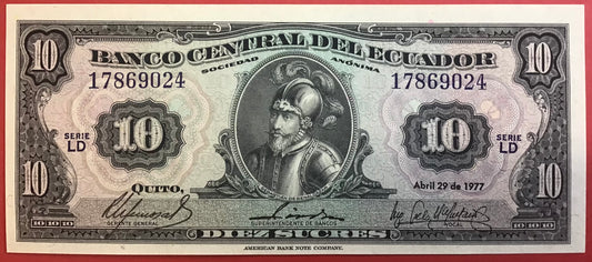 Ecuador - 10 Sucres 29.4.1977 P#109 Kvalitet 0