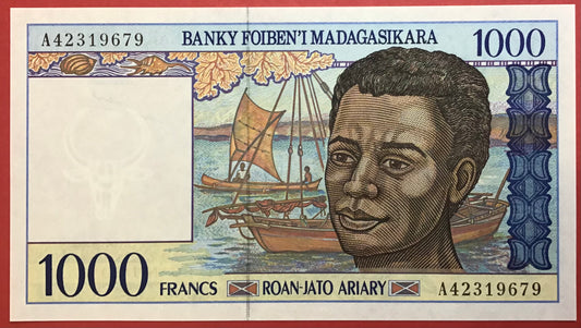 Madagascar - 1000 Francs (1994) P#76a Kvalitet 0