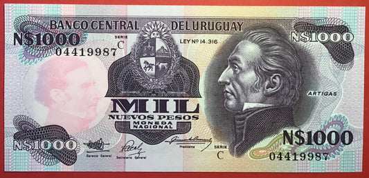 Uruguay - 1000 Nuevos Pesos 1991 P#64Aa Kvalitet 0