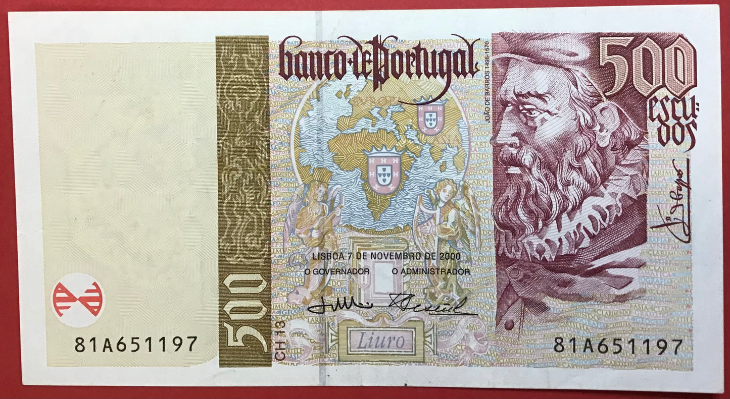 Portugal - 500 Escudos 7.11.2000 P#187c Kvalitet 01