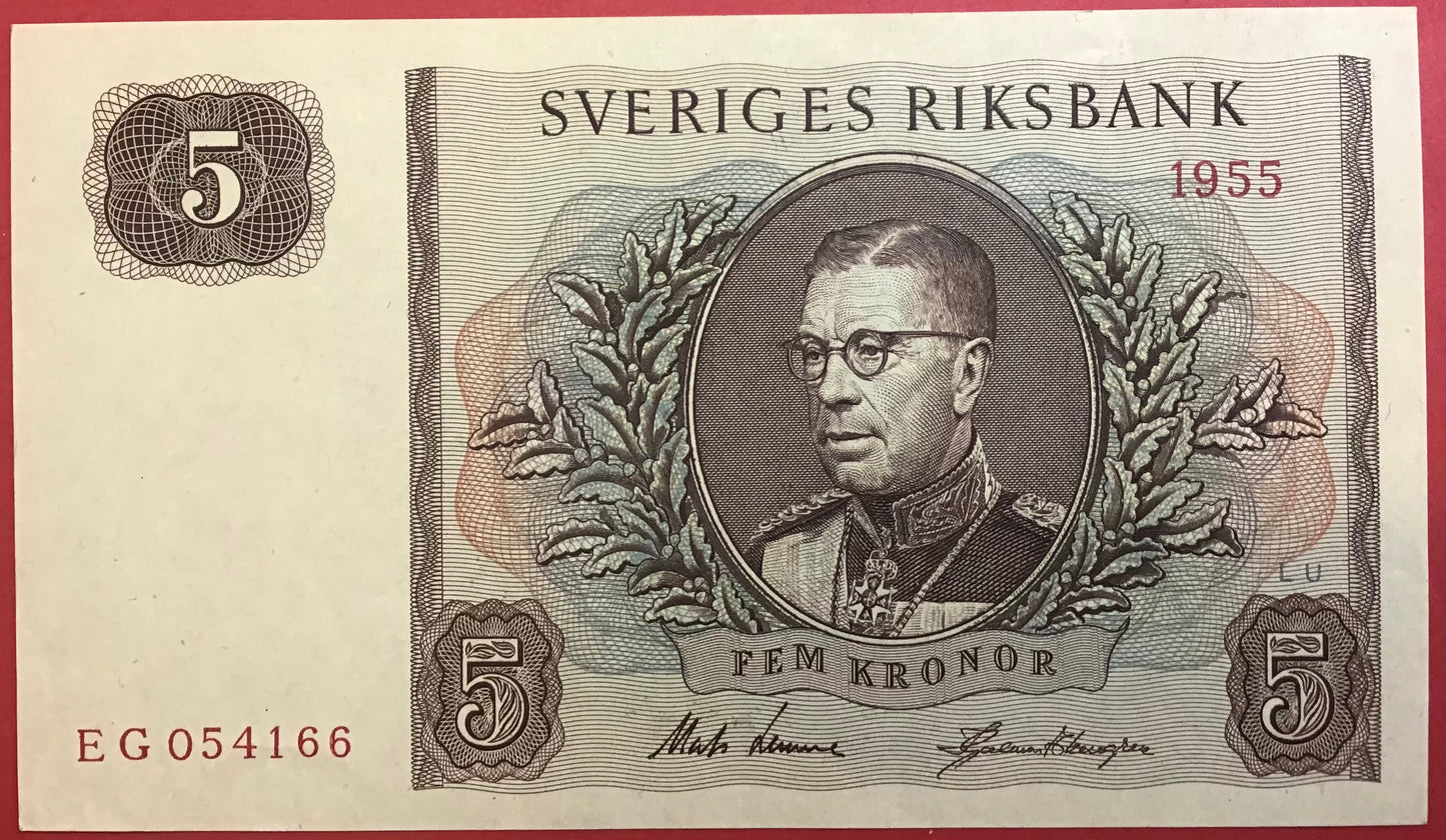 Sweden - 5 Kronor 1955 P#42b Kvalitet 01