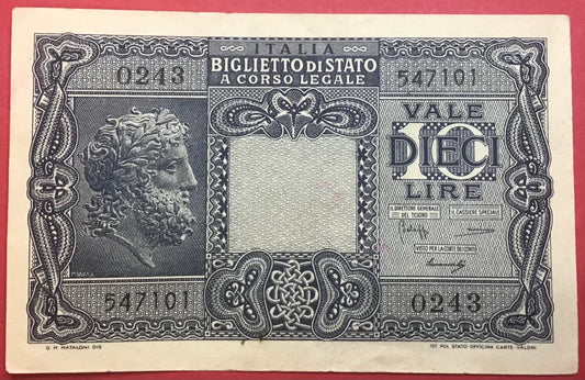 Italy - 10 Lire 23.11.1944 P#32b Kvalitet 1+