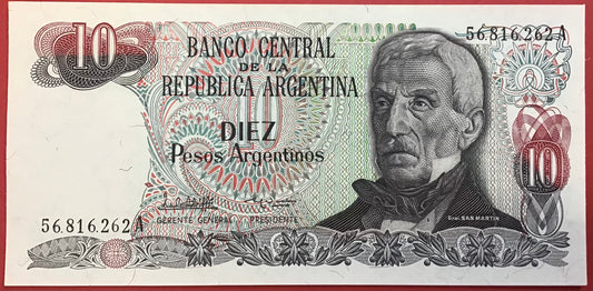 Argentina - 10 Pesos Argentinos (1983-84) P#313a Kvalitet 0