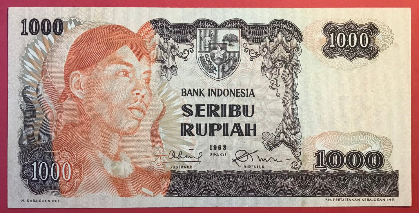 Indonesia - 1000 Rupiah 1968 P#110a Kvalitet 0