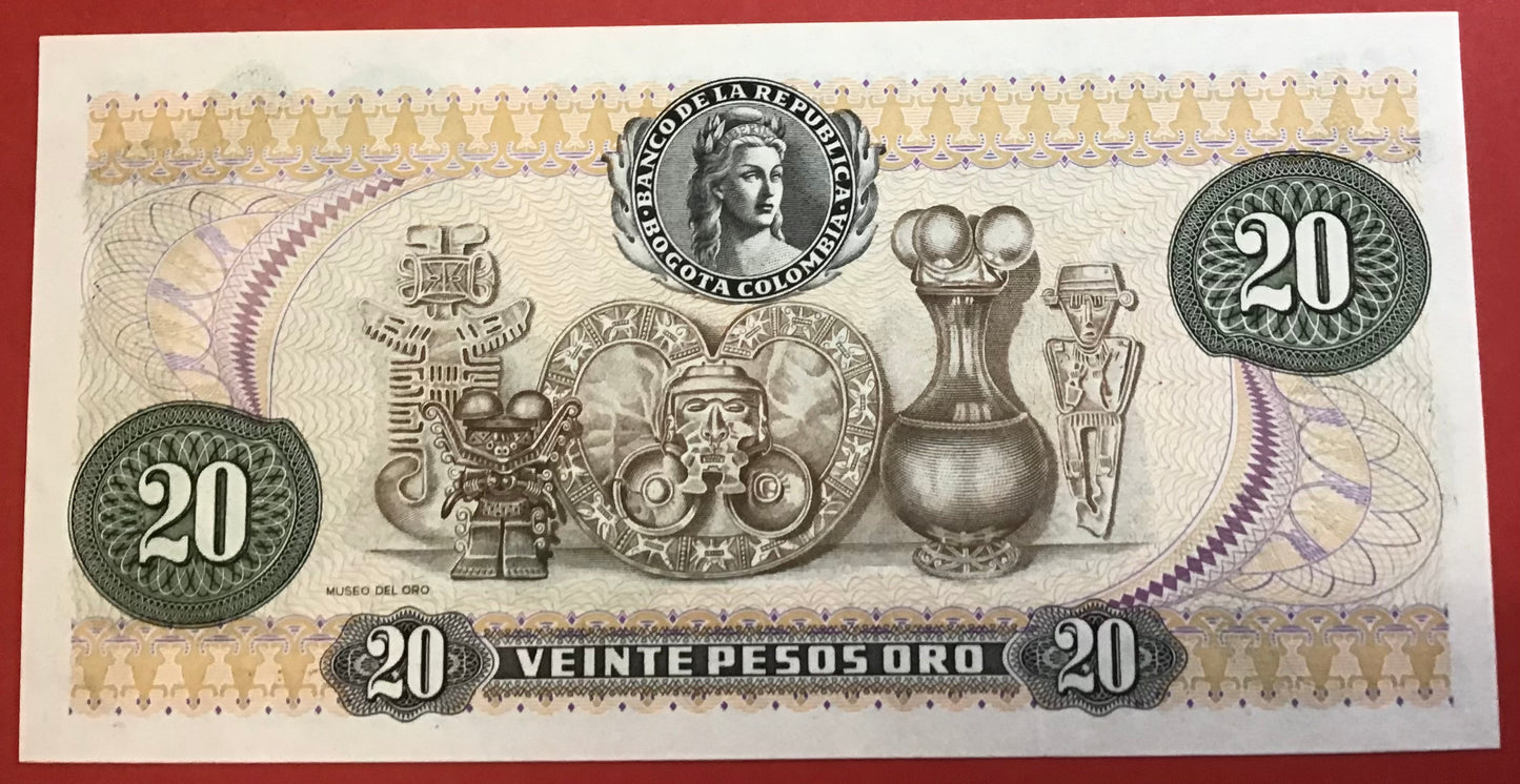 Colombia - 20 Pesos Oro 1.1.1983 P#409d Kvalitet 0