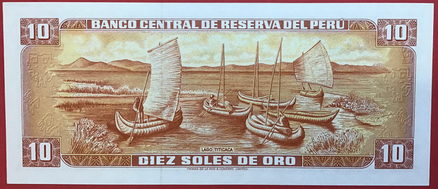 Peru - 10 Soles de Oro 17.11.1976 P#112 Kvalitet 0