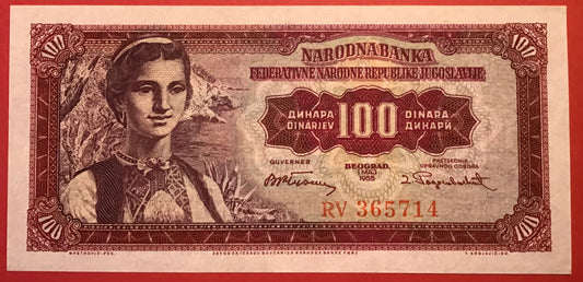 Yugoslavia - 100 Dinara 1.5.1955 P#69 Kvalitet 0