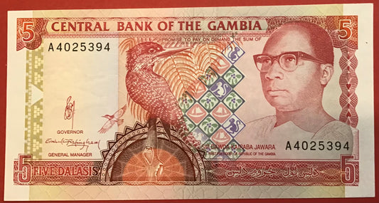Gambia - 5 Dalasis (1991-95) P#12a Kvalitet 0
