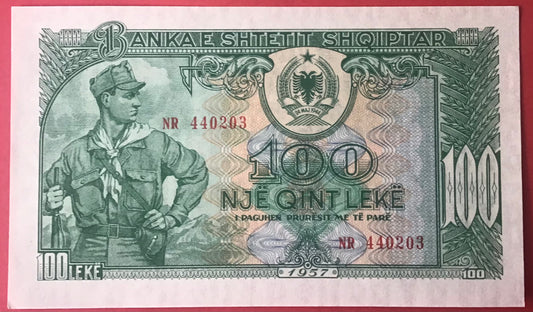 Albania - 100 Lekë 1957 P#30a Kvalitet 01