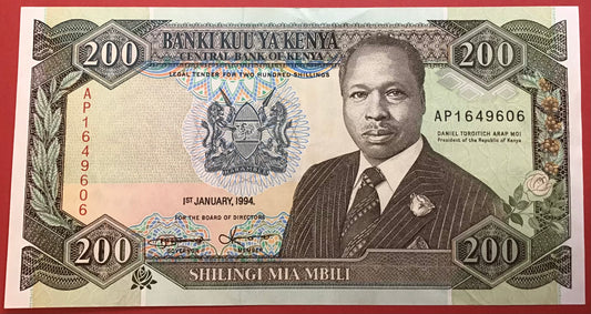 Kenya - 200 Shillings 1.1.1994 P#29f Kvalitet 01