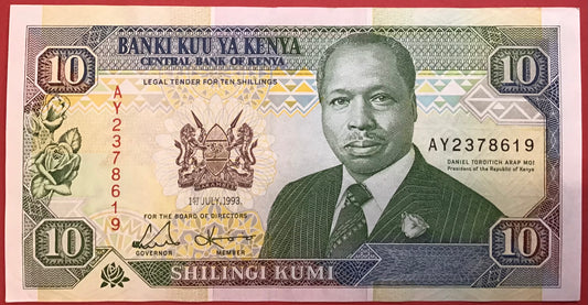 Kenya - 10 Schillings 1.7.1993 P#24e Kvalitet 01