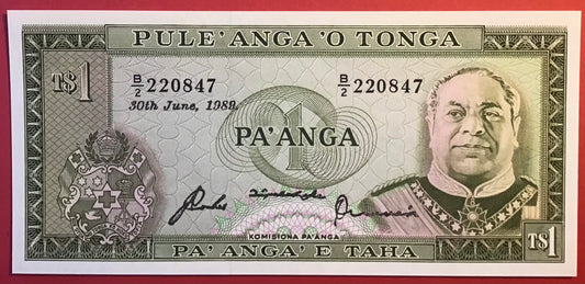 Tonga - 1 Pa`anga 30.6.1989 P#19c Kvalitet 0