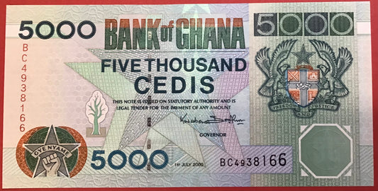Ghana - 5000 Cedis 1.7.2000 P#34e Kvalitet 0