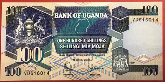 Uganda - 100 Shillings 1994 P#31c Kvalitet 0