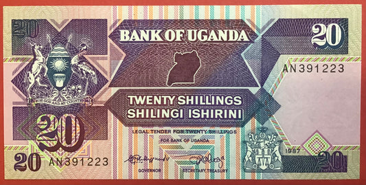 Uganda - 20 Shillings 1987 P#29a Kvalitet 0