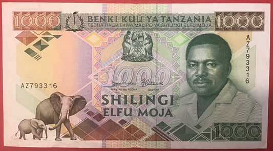 Tanzania - 1000 Shilingi (1990) P#22 Kvalitet 1+