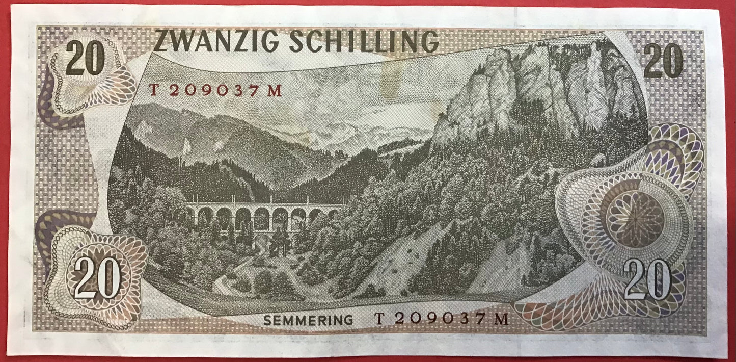 Austria - 20 Schilling 2.7.1967 P#42a Kvalitet 1+