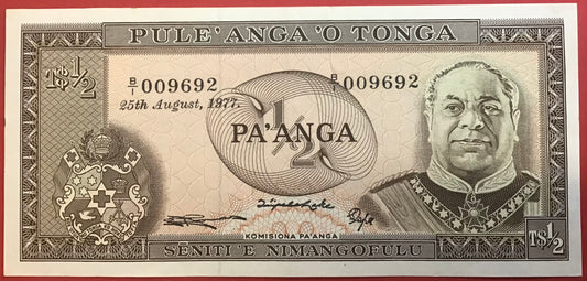 Tonga - 1/2 Pa’anga - 25.8.1977 P#18c Kvalitet 01/0