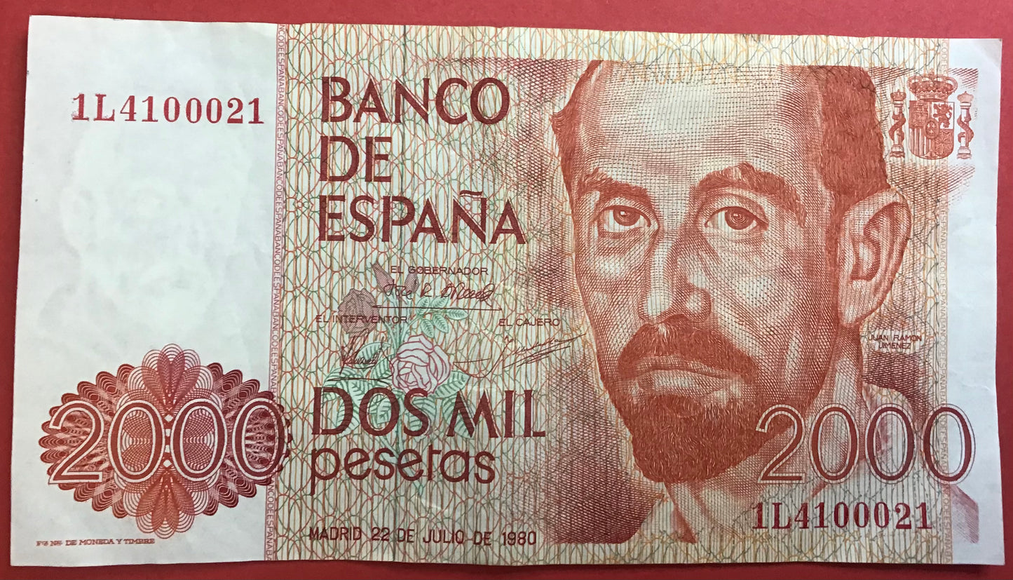 Spain - 2000 Pesetas 22.7.1980 P#159 Kvalitet 1+