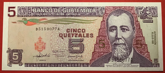 Guatemala - 5 Quetzales 16.7.1992 P#81 Kvalitet 0