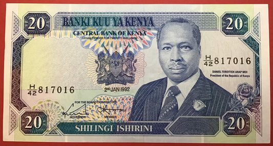 Kenya - 20 Shillings 2.1.1992 P#25e Kvalitet 0