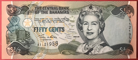 Bahamas - 1/2 Dollar 2001 P#68a Kvalitet 0