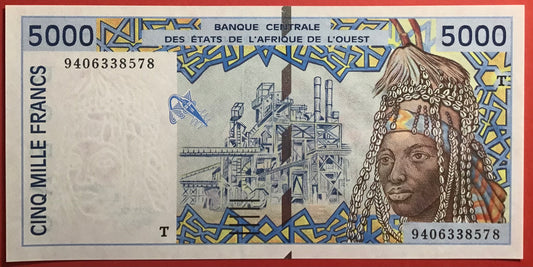 West African States - 5000 Francs 1994 P#813Tc Kvalitet 0