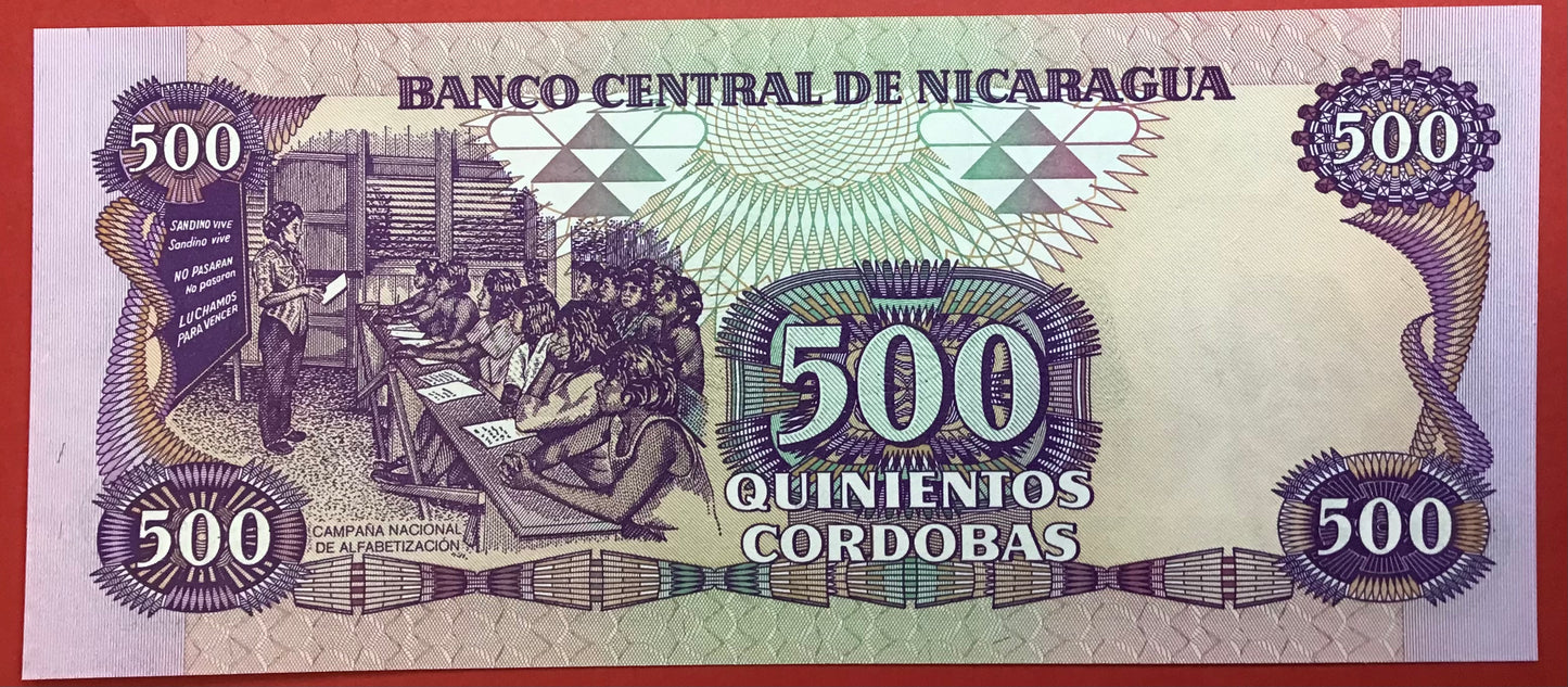 Nicaragua - 500 Córdobas 1985 P#155a Kvalitet 0
