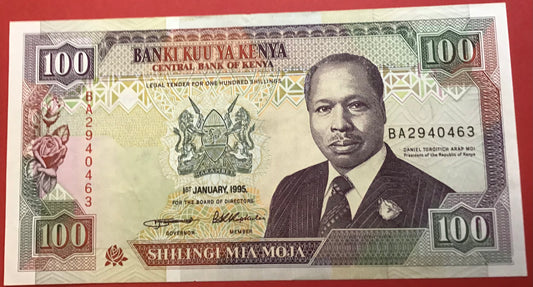 Kenya - 100 Shillings 1.1.1995 P#27g Kvalitet 1+/01