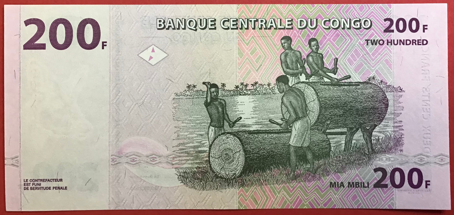 Congo Democratic Republic - 200 Francs 30.6.2000 P#95a Kvalitet 0