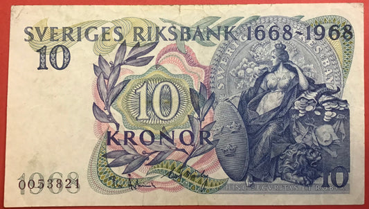 Sweden - 10 Kronor 1968 P#56a Kvalitet 1/1+
