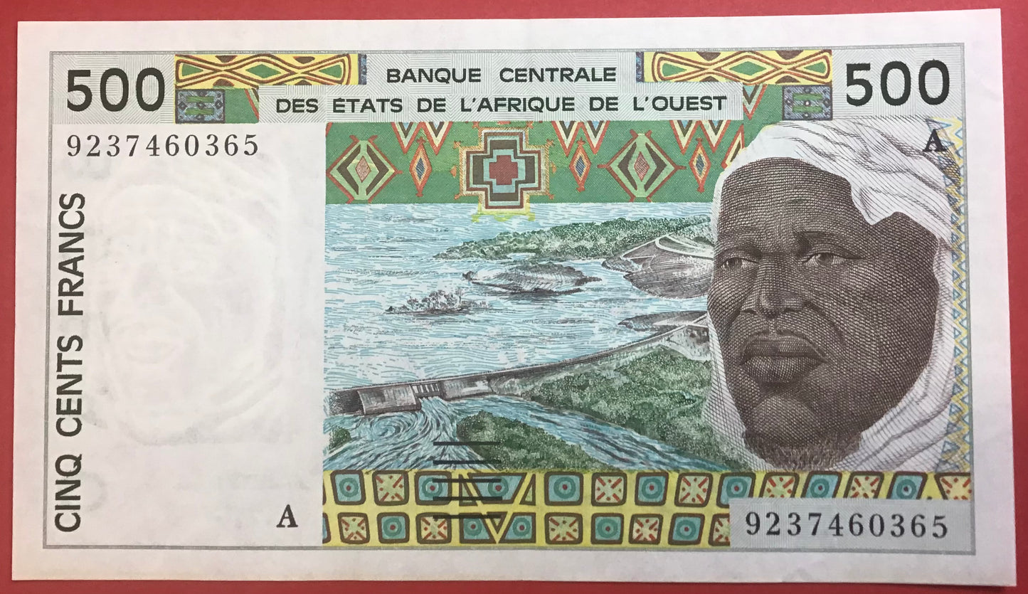 West African States/Cote D’Ivoire - 500 Francs 1992 P#110Ab Kvalitet 01/0