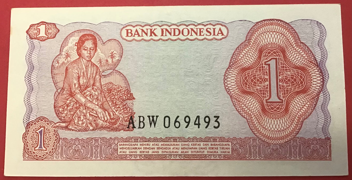 Indonesia - 1 Rupiah 1968 P#102a Kvalitet 0