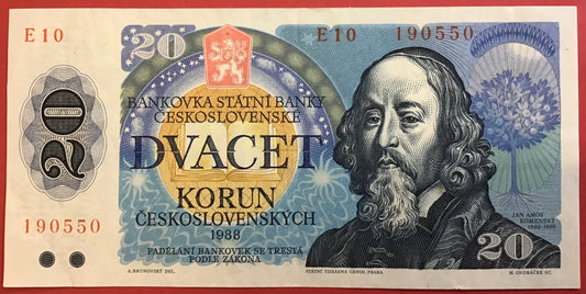 Czechoslovakia - 20 Korun 1988 P#95a Kvalitet 01