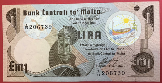 Malta - 1 Lira (1979) P#34b Kvalitet 0