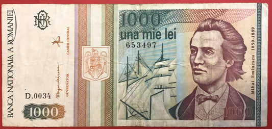 Romania - 1000 Lei 1993 P#102 Kvalitet 1/1+