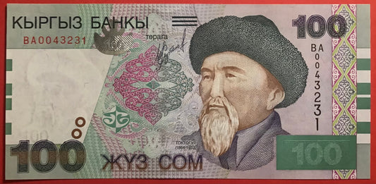 Kyrgyzstan - 100 Som 2002 P#21 Kvalitet 01/0