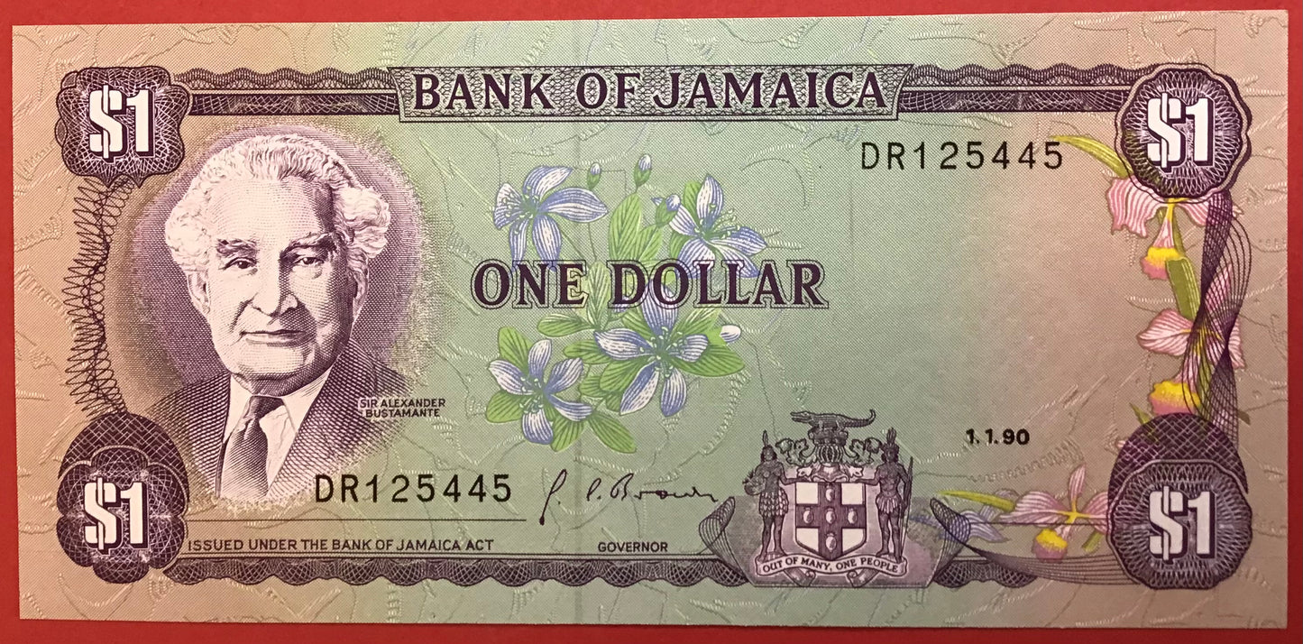 Jamaica - 1 Dollar 1.1.1990 P#68Ad Kvalitet 0