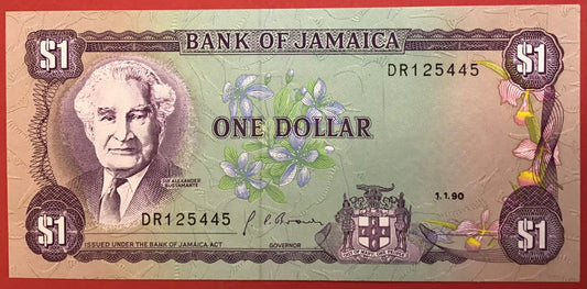 Jamaica - 1 Dollar 1.1.1990 P#68Ad Kvalitet 0