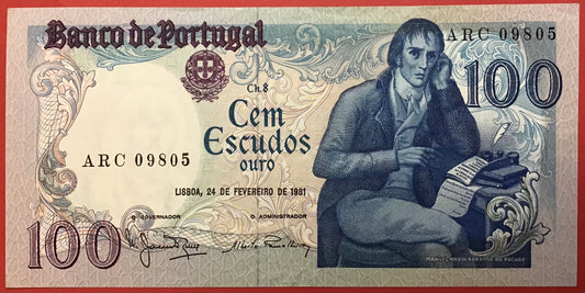 Portugal - 100 Escudos 24.2.1981 P#178b Kvalitet 01