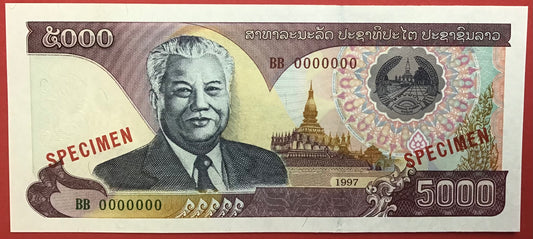 Lao - 5000 Kip 1997 P#34s *Specimen* Kvalitet 0