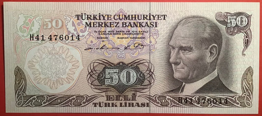 Turkey - 50 Lira (1976) P#188 Kvalitet 0