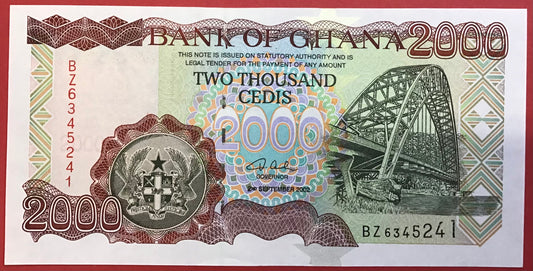 Ghana - 2000 Cedis 2.9.2002 P #33g Kvalitet 0